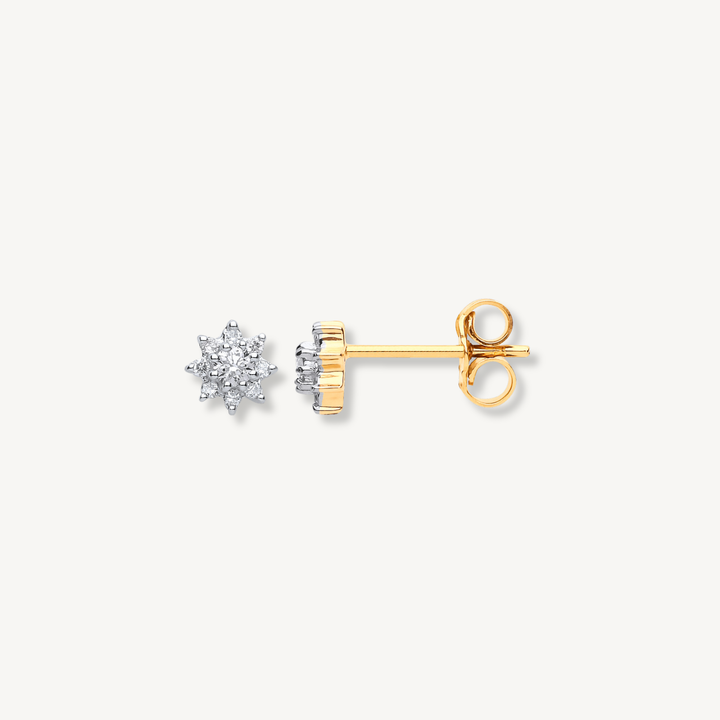 Brilliant Diamond Cluster Stud Earrings – 9ct Yellow Gold
