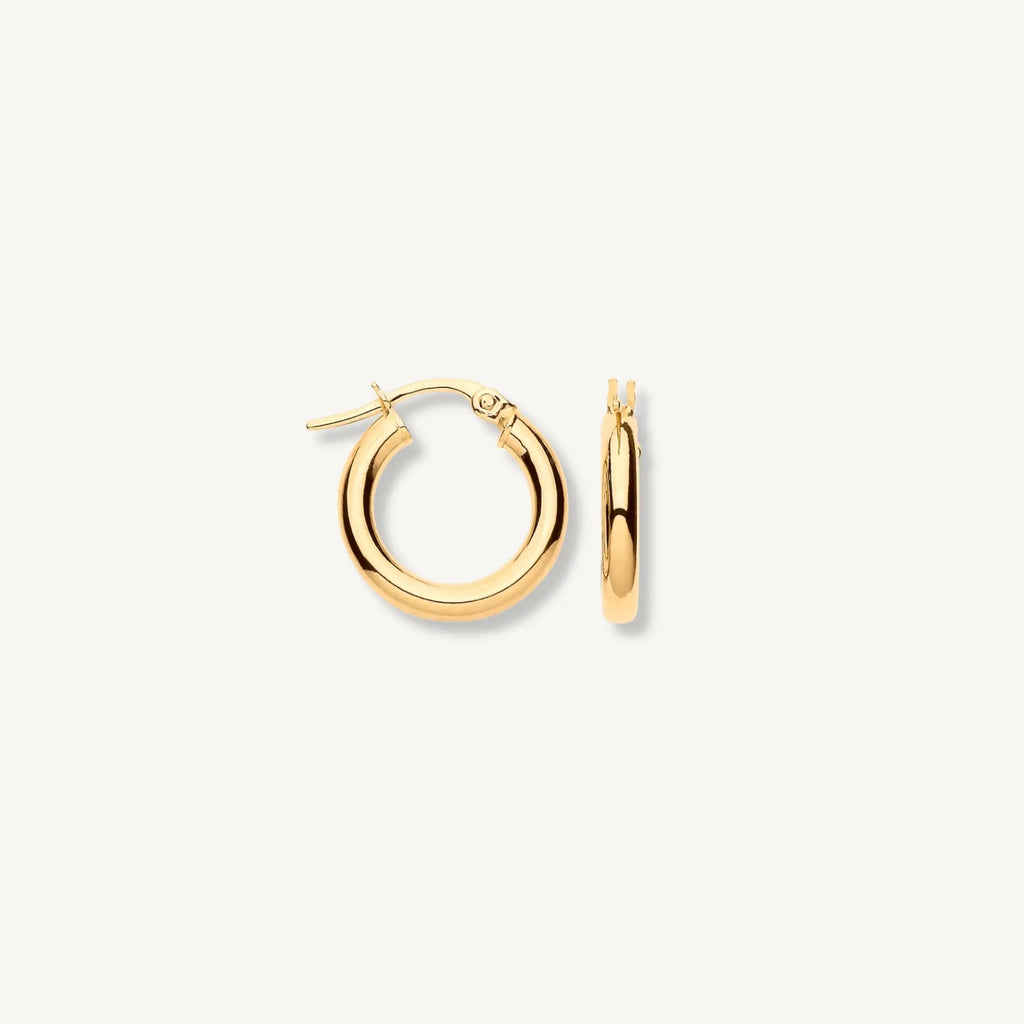 Gold hoop earrings on a white background