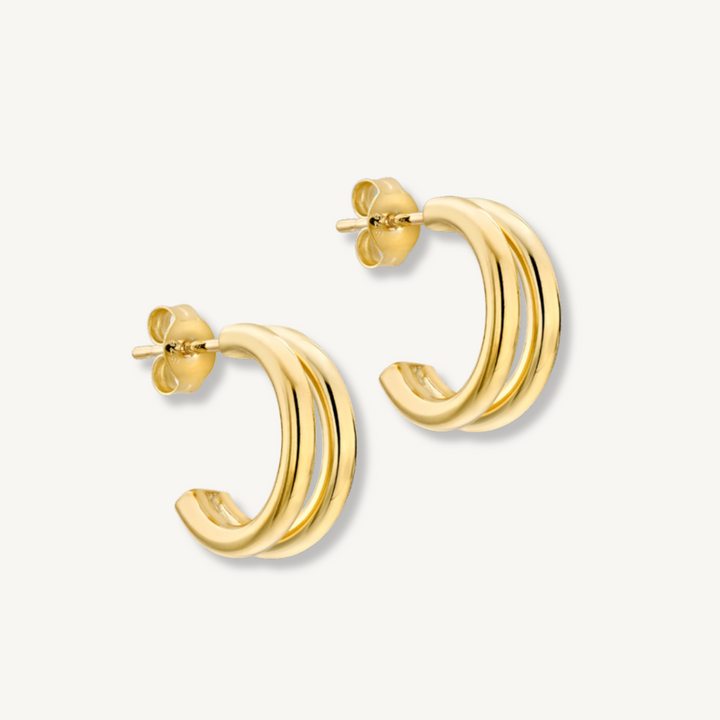 Double Tube Hoop Earrings – 9ct Yellow Gold