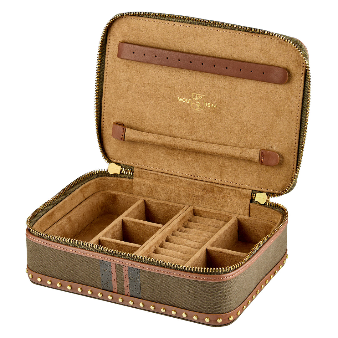 Ida Travel Jewellery Zip Case — Khaki