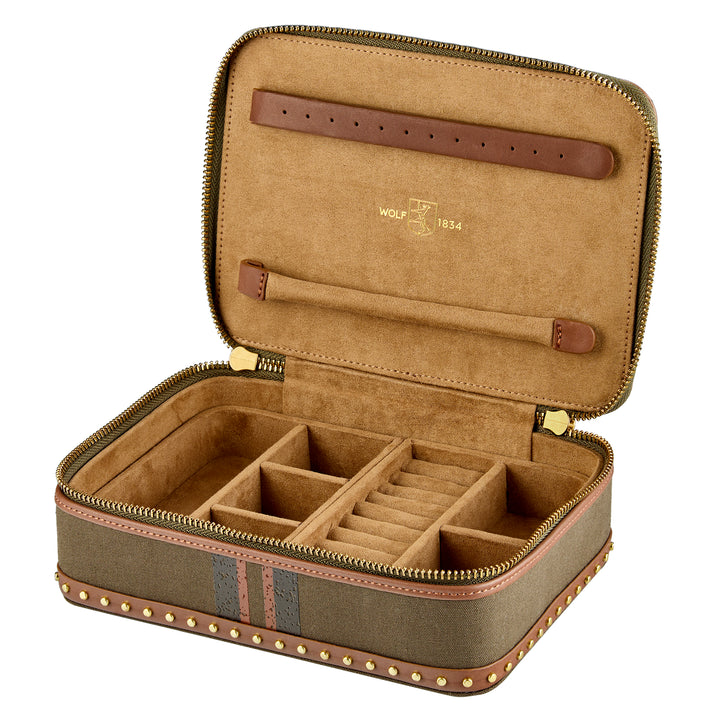 Ida Travel Jewellery Zip Case — Khaki
