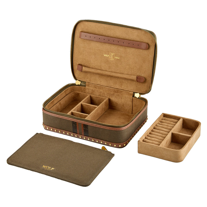 Ida Travel Jewellery Zip Case — Khaki