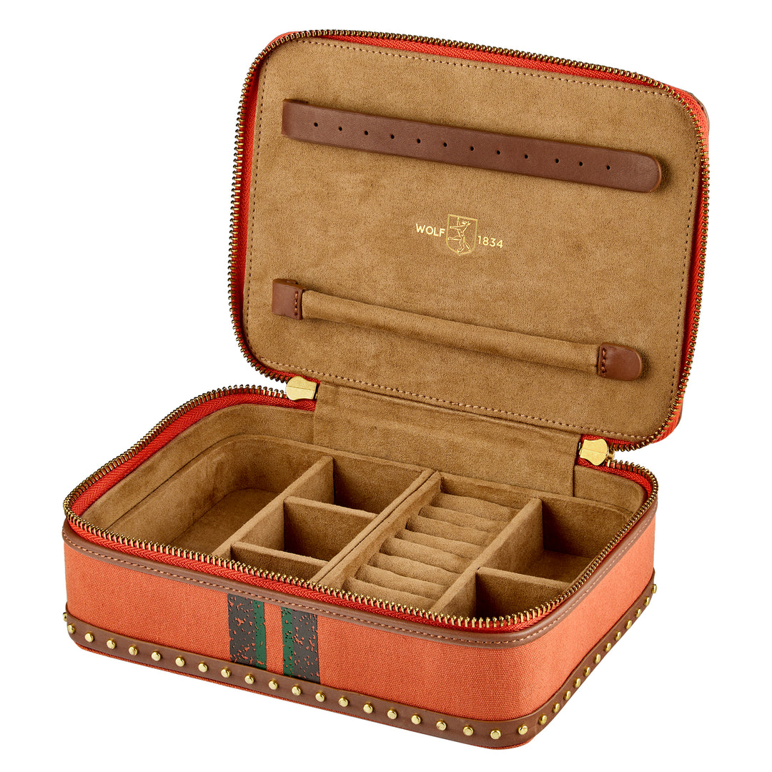 Ida Travel Jewellery Zip Case — Orange