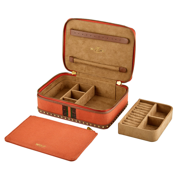Ida Travel Jewellery Zip Case — Orange