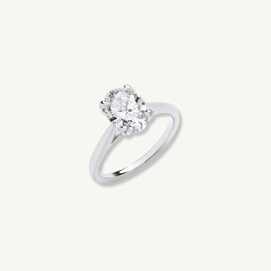 Oval Cut Lab Grown Diamond Engagement Ring | 2.00ct D/E VS | 18ct White Gold | IGI Certified