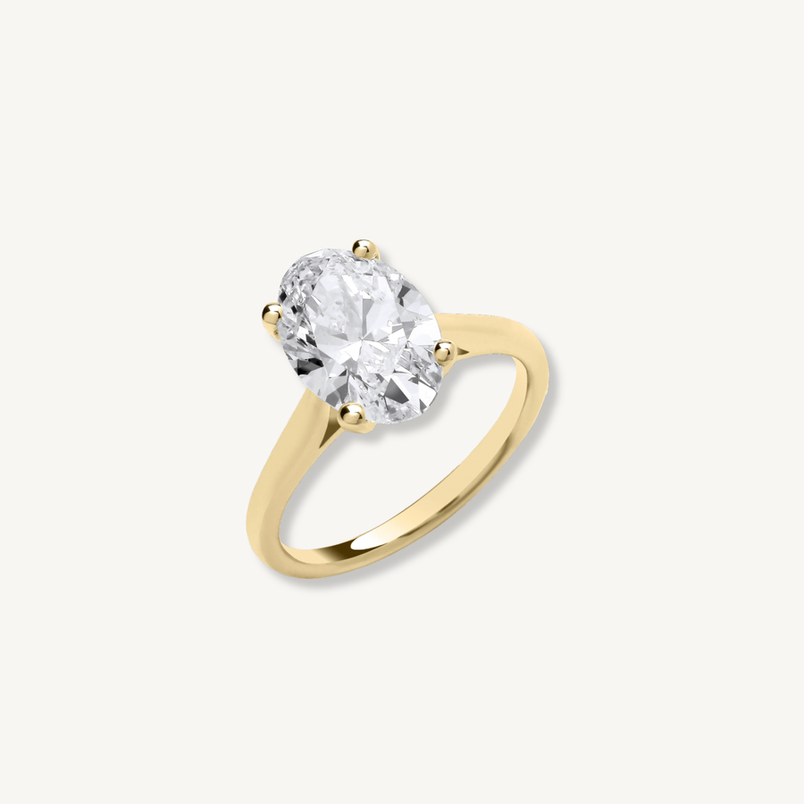 Oval Cut Lab Grown Diamond Engagement Ring | 3.00ct D/E VS | 18ct Yellow Gold | IGI Certified