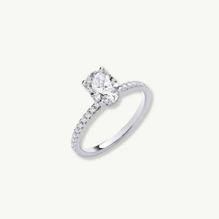 1.21ctw Lab Grown Diamond Engagement Ring | 18ct White Gold | Oval Cut | IGI Certified