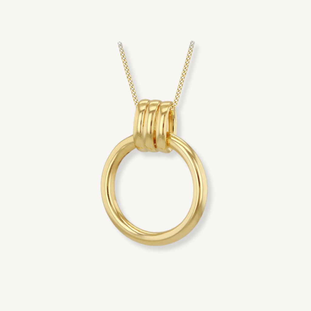 Triple Hoop Circle Pendant - 9ct Yellow Gold