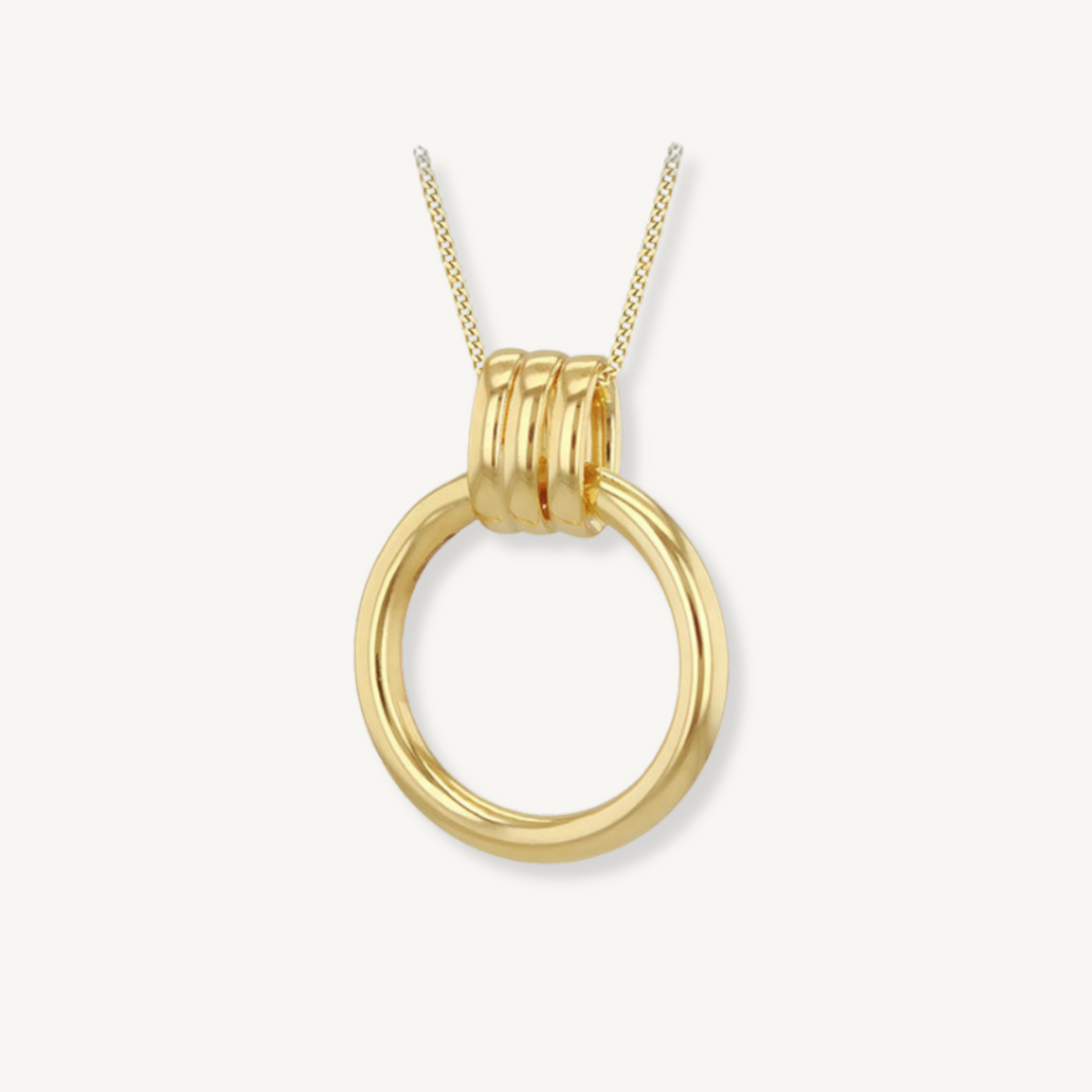 Triple Hoop Circle Pendant - 9ct Yellow Gold