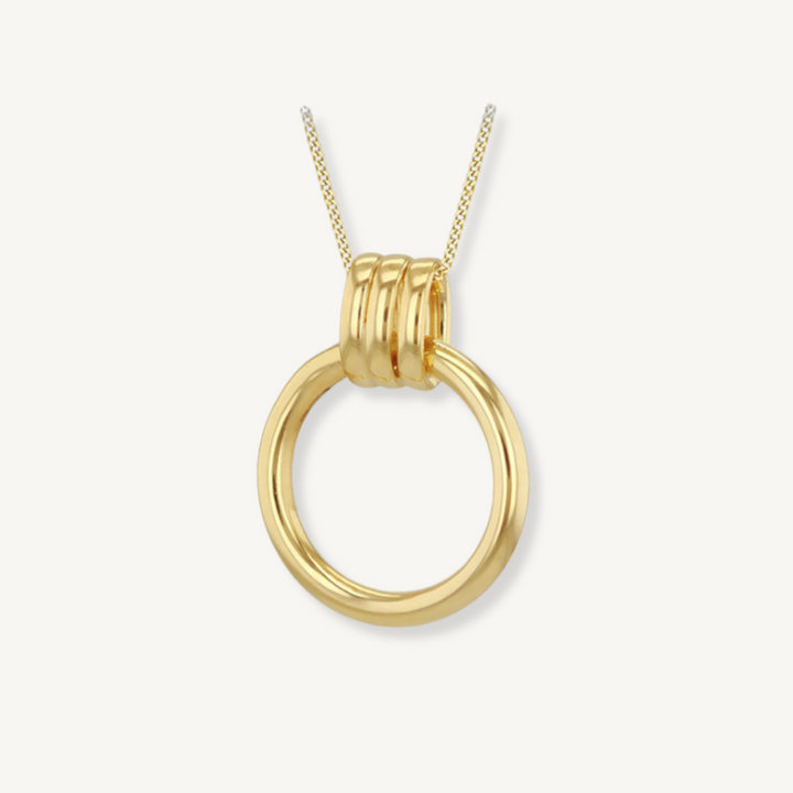 Triple Hoop Circle Pendant - 9ct Yellow Gold