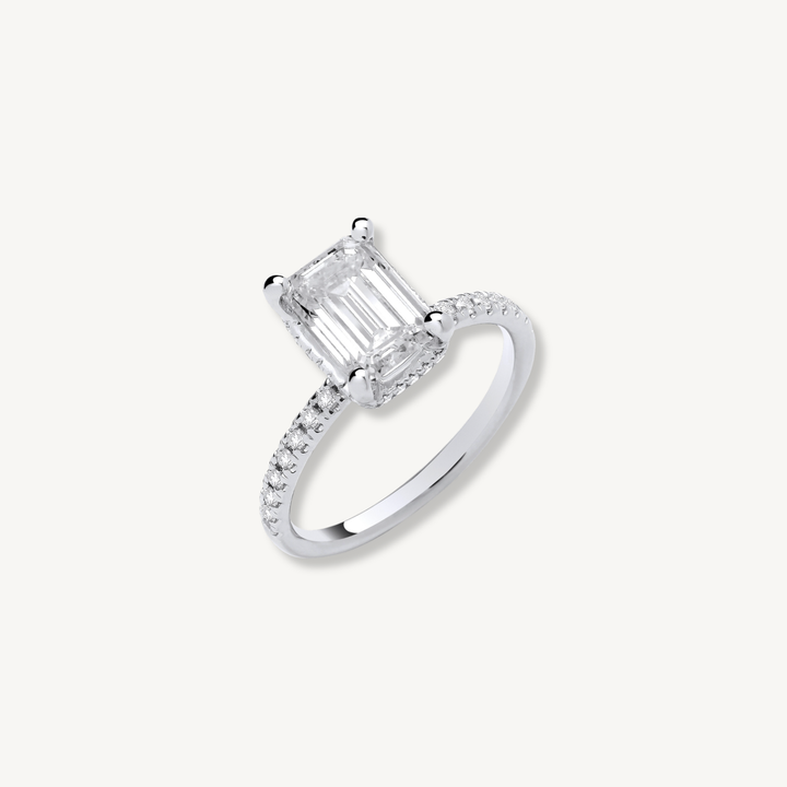 2.25ctw Lab Grown Diamond Engagement Ring | 18ct White Gold | Emerald Cut | IGI Certified