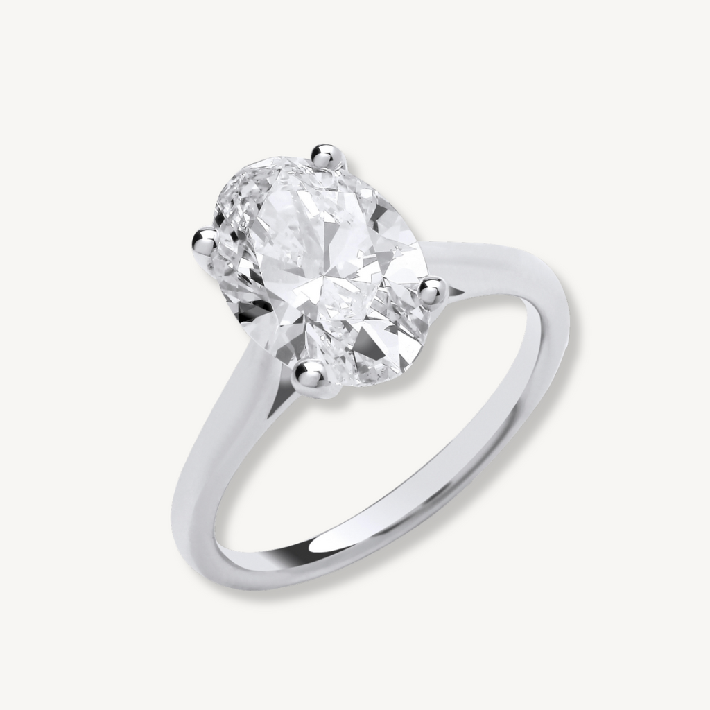 Oval Cut Lab Grown Diamond Engagement Ring | 4.00ct D/E VS | 18ct White Gold | IGI Certified