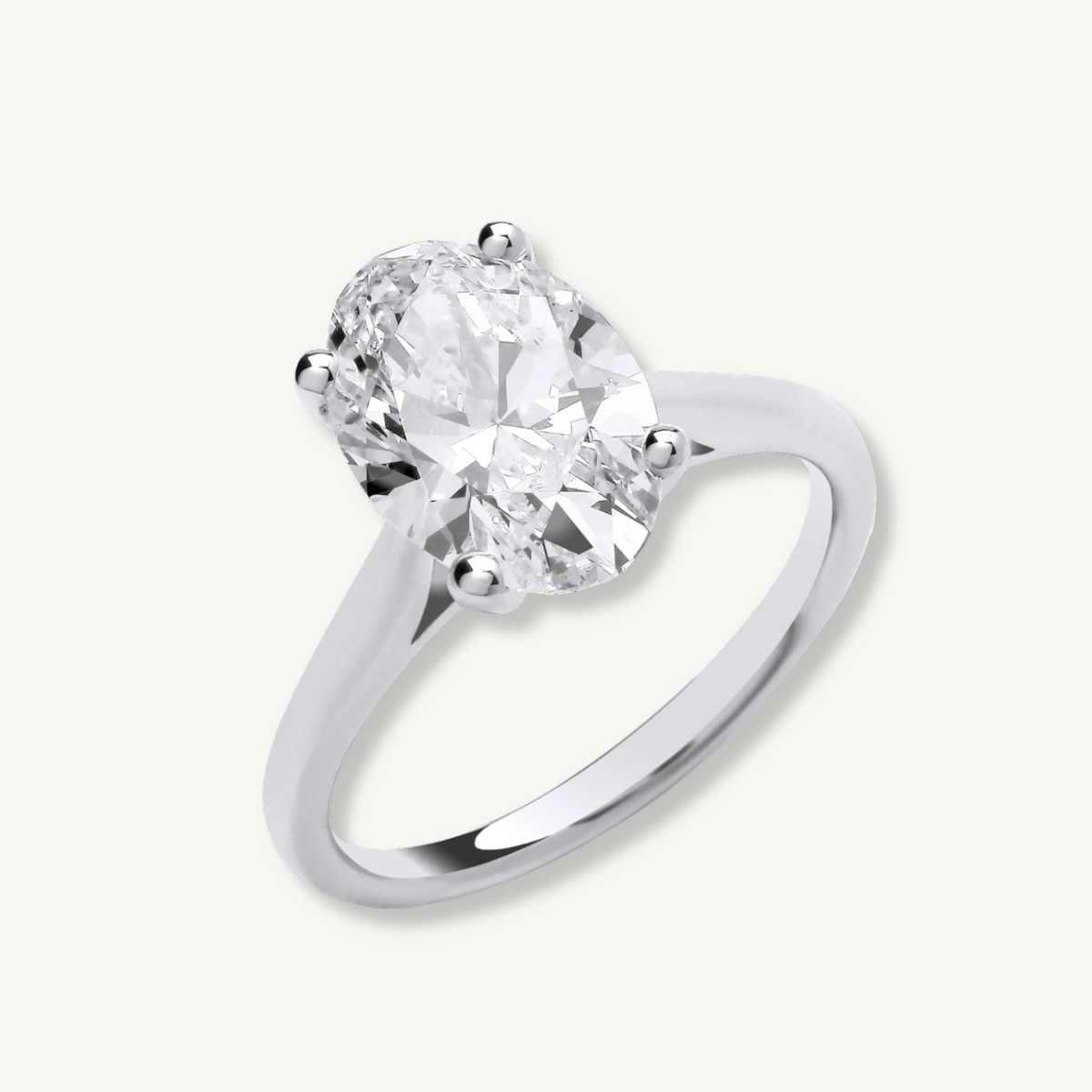 Oval Cut Lab Grown Diamond Engagement Ring | 4.00ct D/E VS | 18ct White Gold | IGI Certified