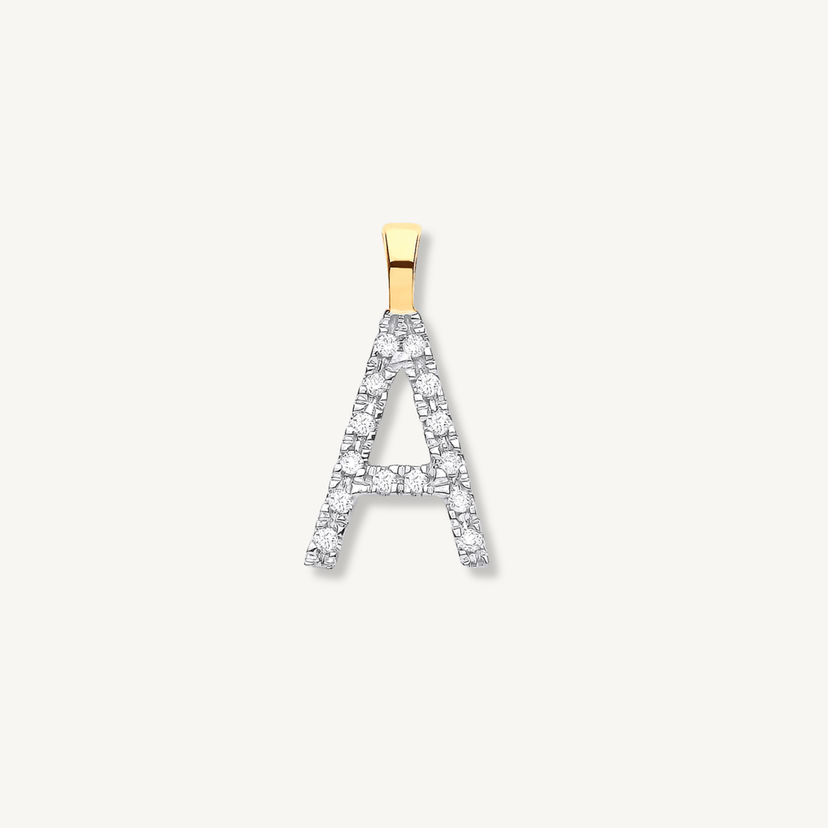 Diamond initial pendant in 9ct yellow gold, pave set with brilliant cut diamonds