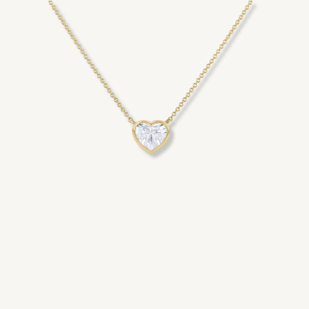 IGI Certified 1ct Heart Lab Grown Diamond Necklace - 9ct Yellow Gold