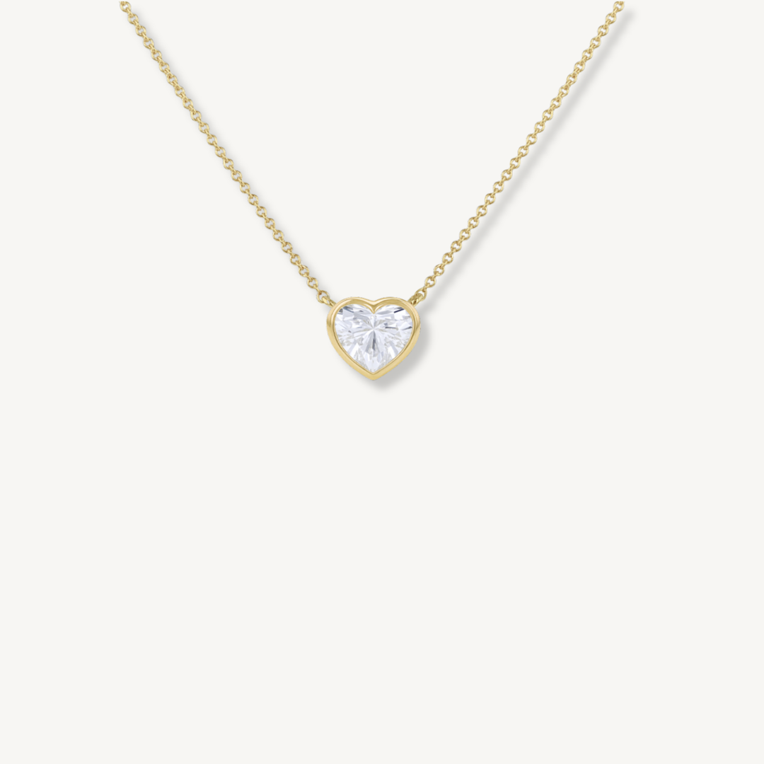 IGI Certified 1ct Heart Lab Grown Diamond Necklace – 9ct Yellow Gold