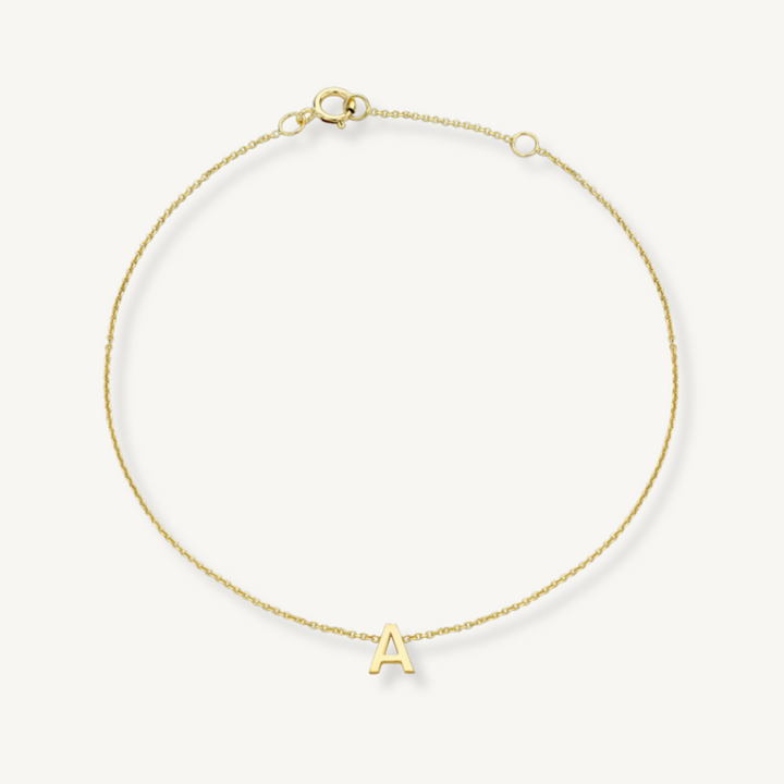 Initial Letter Bracelet - 9ct Yellow Gold