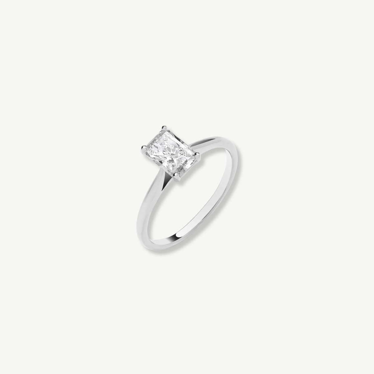 1ct Radiant Cut Lab Grown Diamond Engagement Ring in 18ct White Gold | IGI Certified