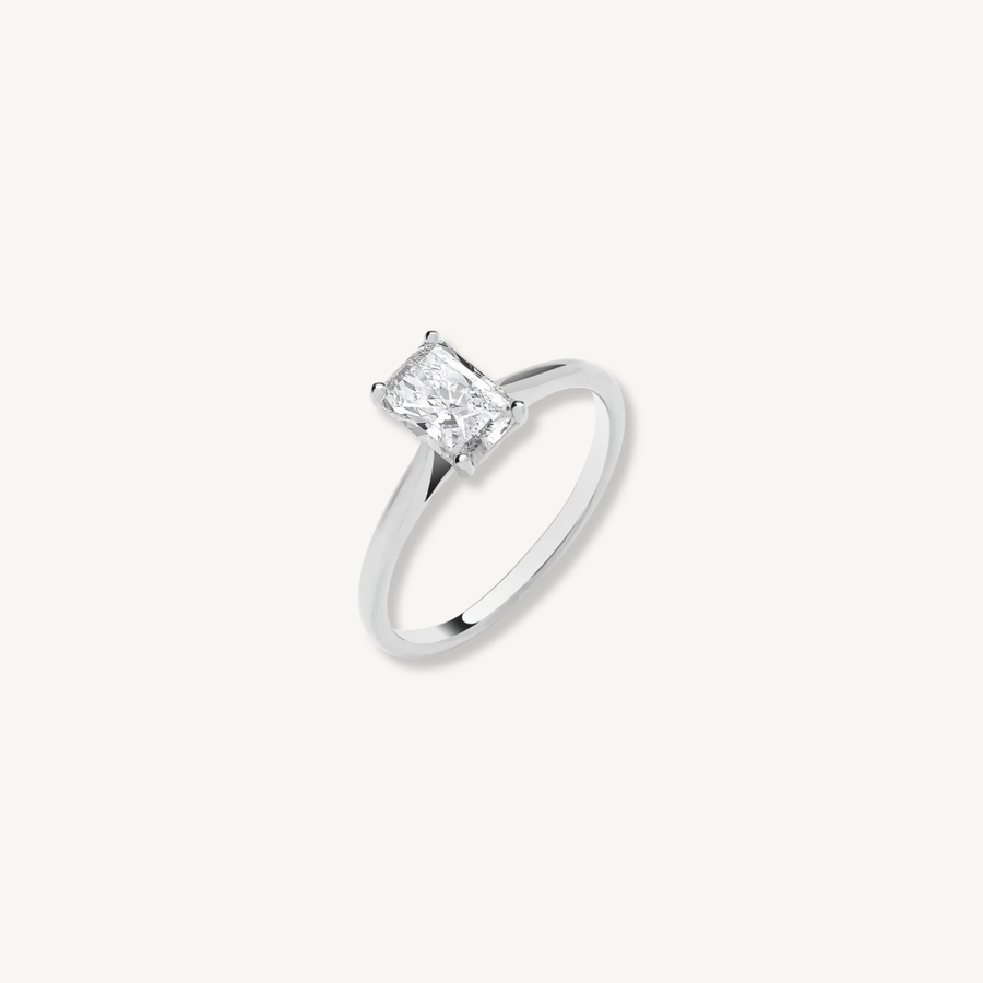 1ct Radiant Cut Lab Grown Diamond Engagement Ring in 18ct White Gold | IGI Certified