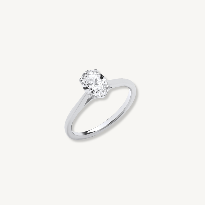 Oval Cut Lab Grown Diamond Engagement Ring | 1.00ct D/E VS | 18ct White Gold | IGI Certified