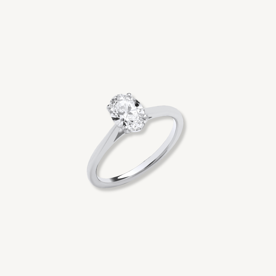 Oval Cut Lab Grown Diamond Engagement Ring | 1.00ct D/E VS | 18ct White Gold | IGI Certified