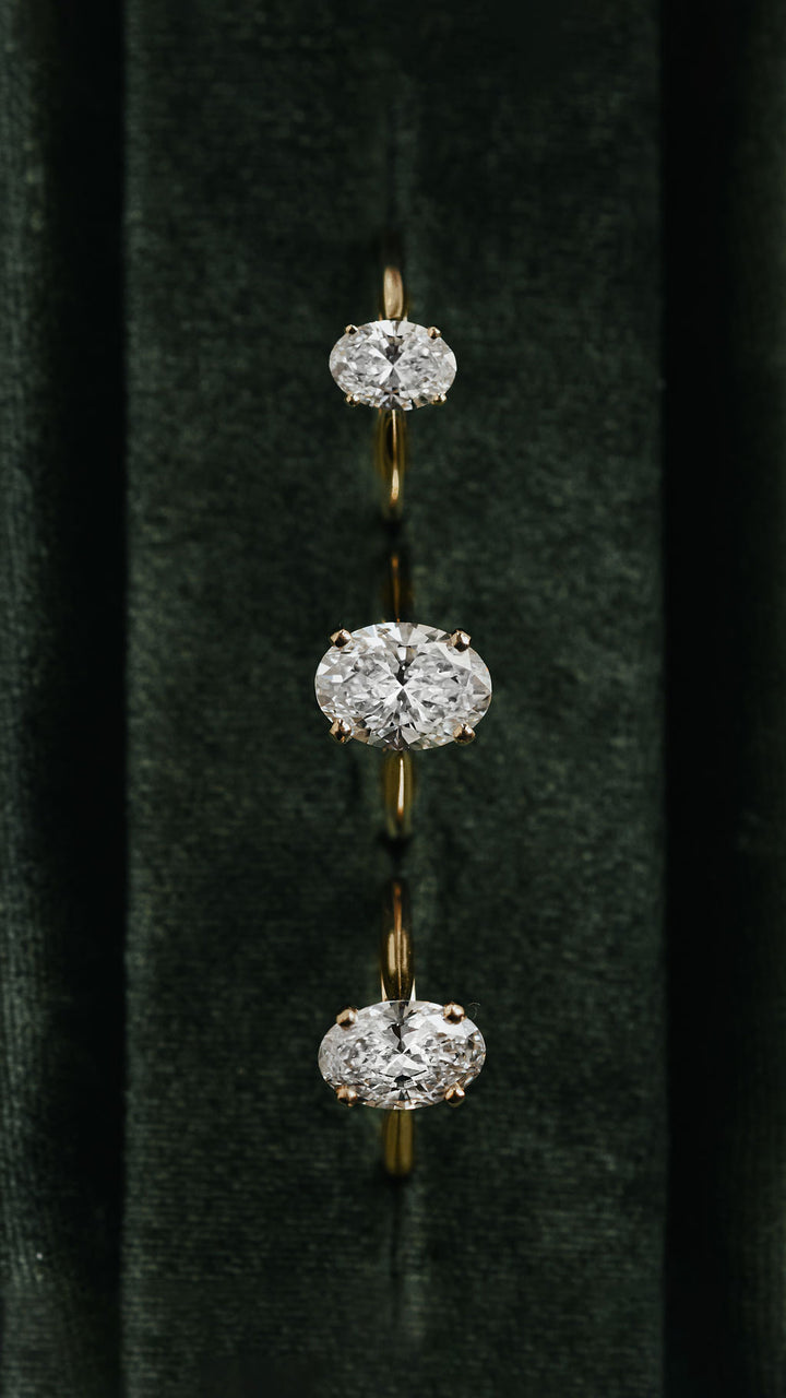 9ct yellow gold engagement ring with 3ct oval diamond, close up