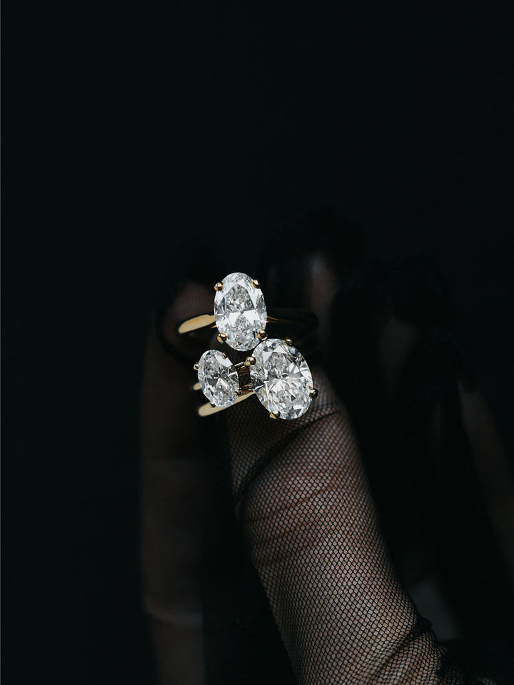3ct lab grown diamond engagement ring, worn