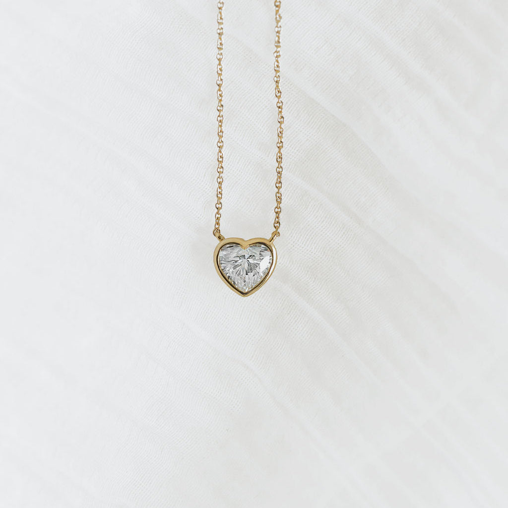 IGI Certified 1ct Heart Lab Grown Diamond Necklace – 9ct Yellow Gold