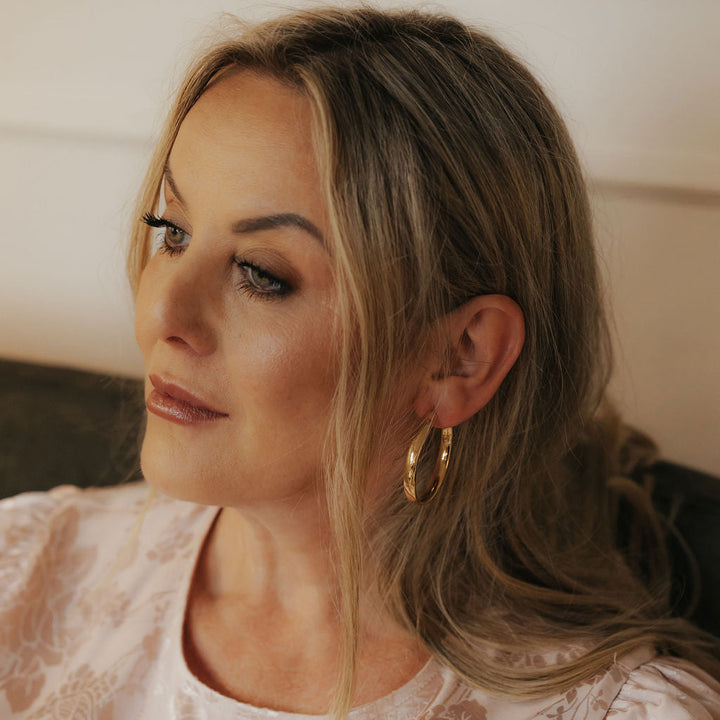 Large Court Hoop Earrings – 9ct Yellow Gold