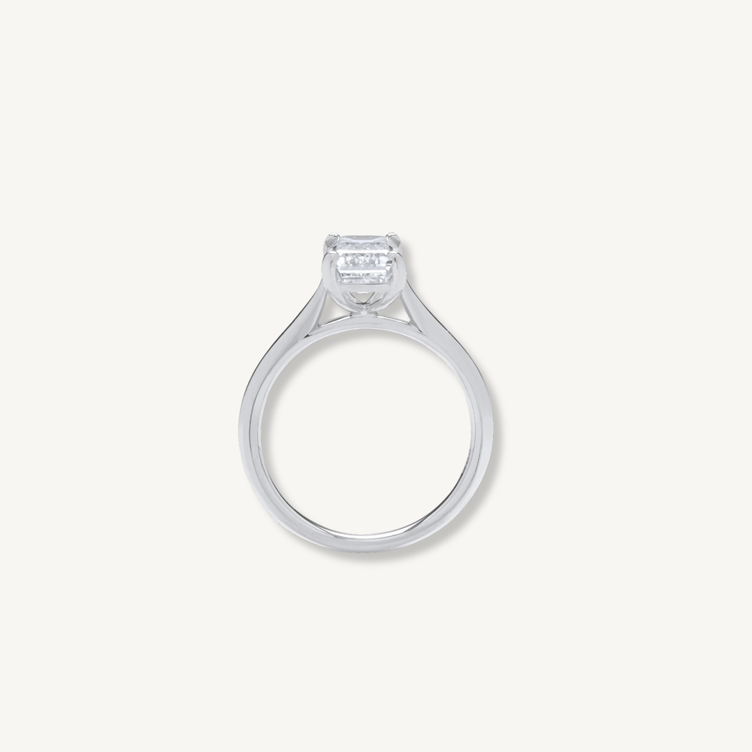 Emerald Cut Lab Grown Diamond Engagement Ring | 2.00ct D/E VS | 18ct White Gold | IGI Certified