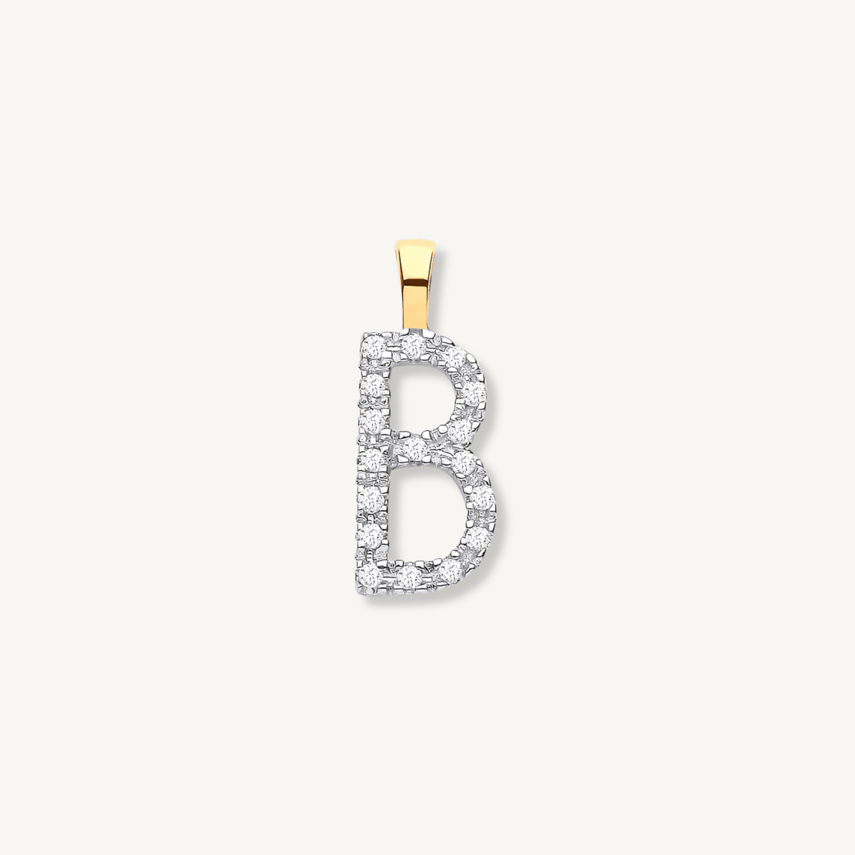 9ct gold diamond letter pendant on diamond cut trace chain