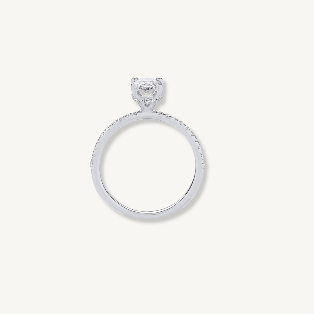 1.21ctw Lab Grown Diamond Engagement Ring | 18ct White Gold | Oval Cut | IGI Certified