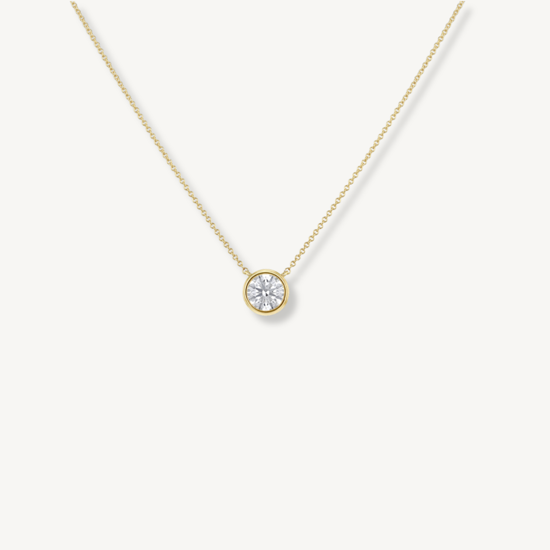 IGI Certified 1ct Round Lab Grown Diamond Necklace – 9ct Yellow Gold
