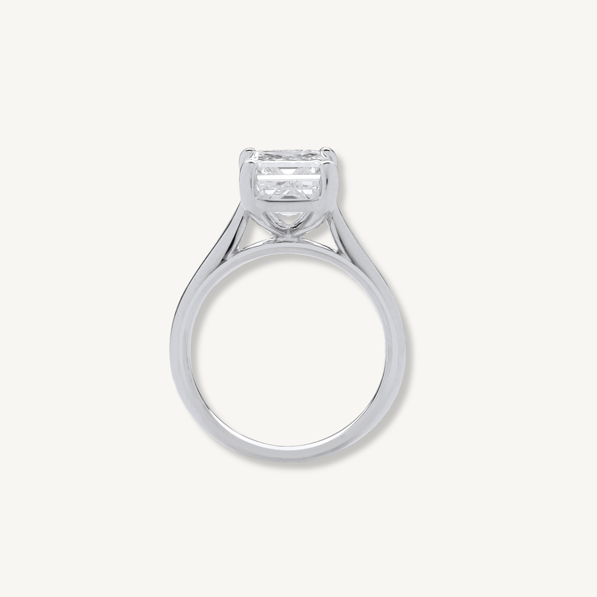5ct emerald cut lab grown diamond engagement ring in 18ct white gold, alternate view