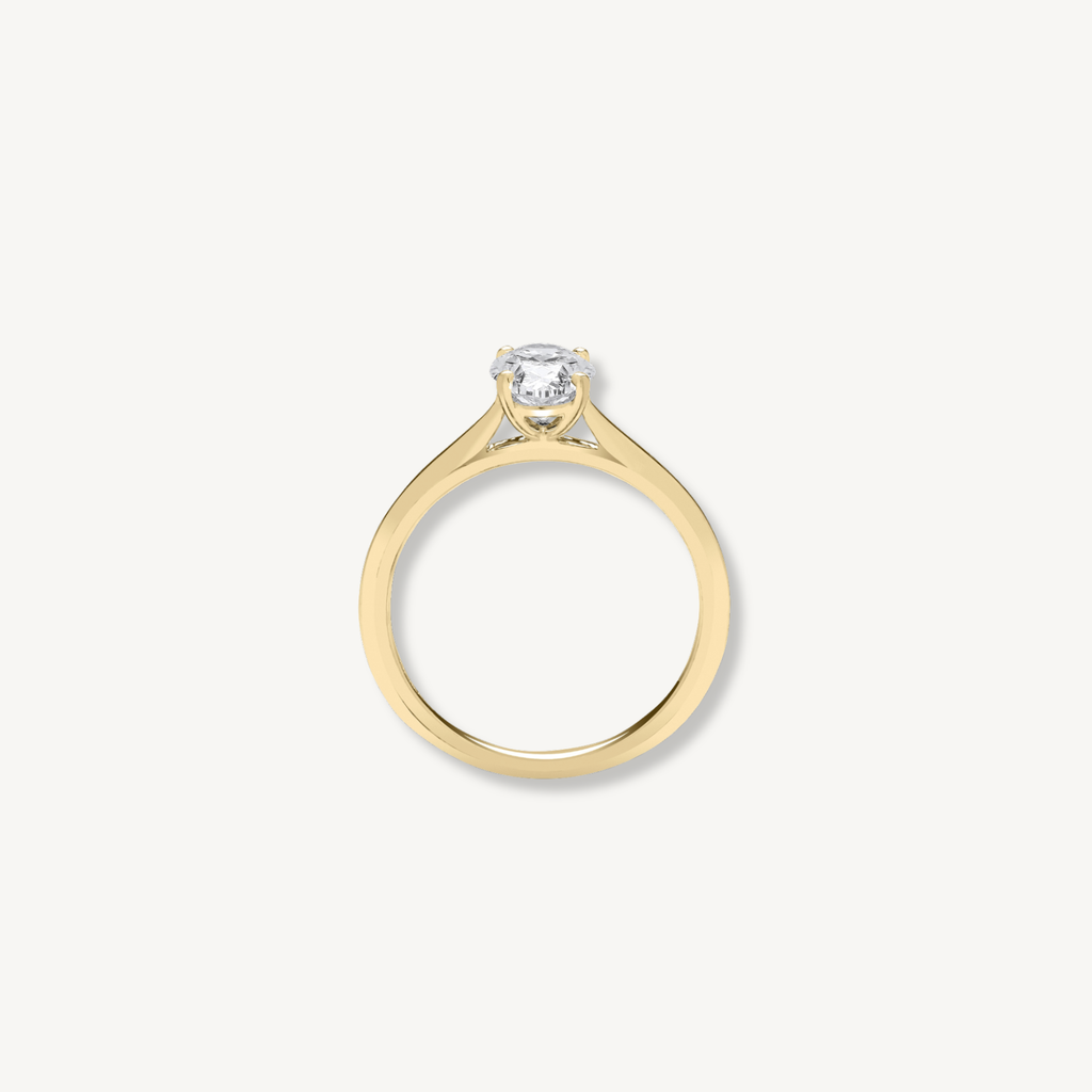 1ct oval cut lab grown diamond engagement ring in 18ct yellow gold, alternate view