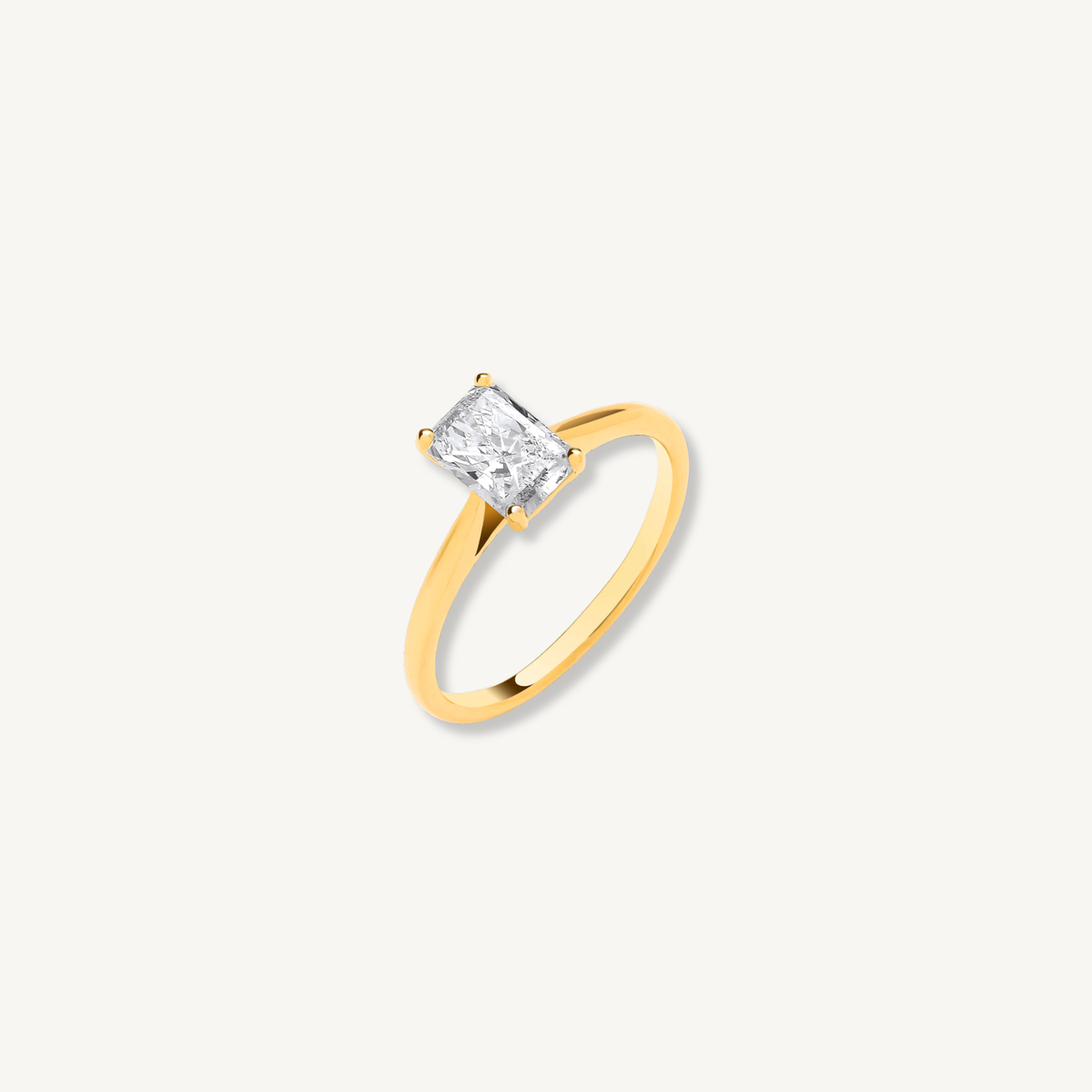 1ct Radiant Cut Lab Grown Diamond Engagement Ring in 18ct Yellow Gold | IGI Certified