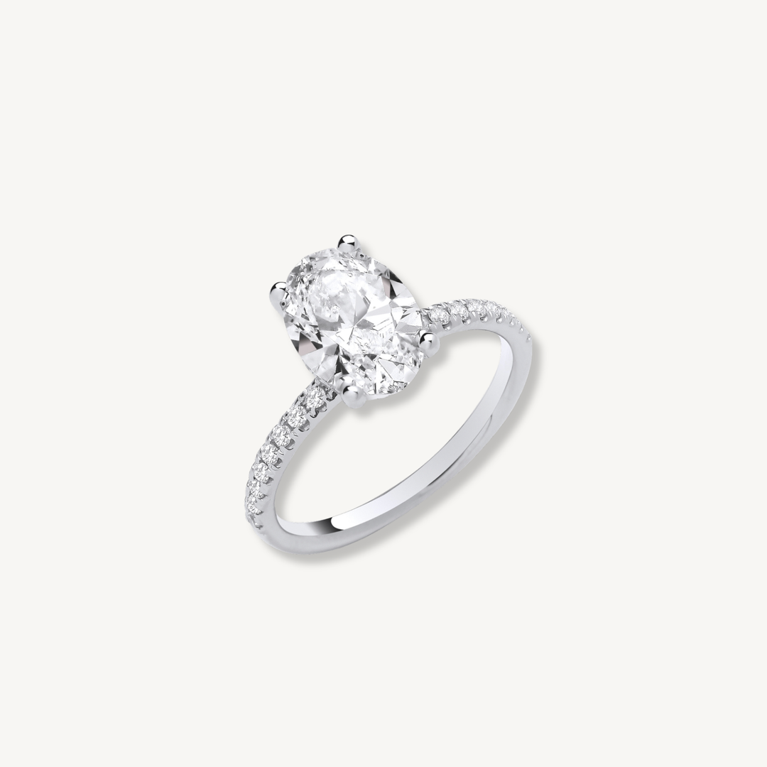 2.24ctw Lab Grown Diamond Engagement Ring | 18ct White Gold | Oval Cut | IGI Certified