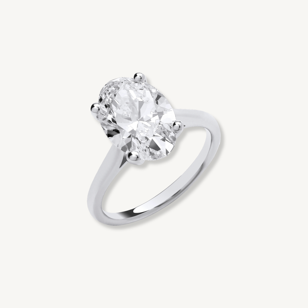 3ct oval cut lab grown diamond engagement ring in 18ct white gold, alternate view