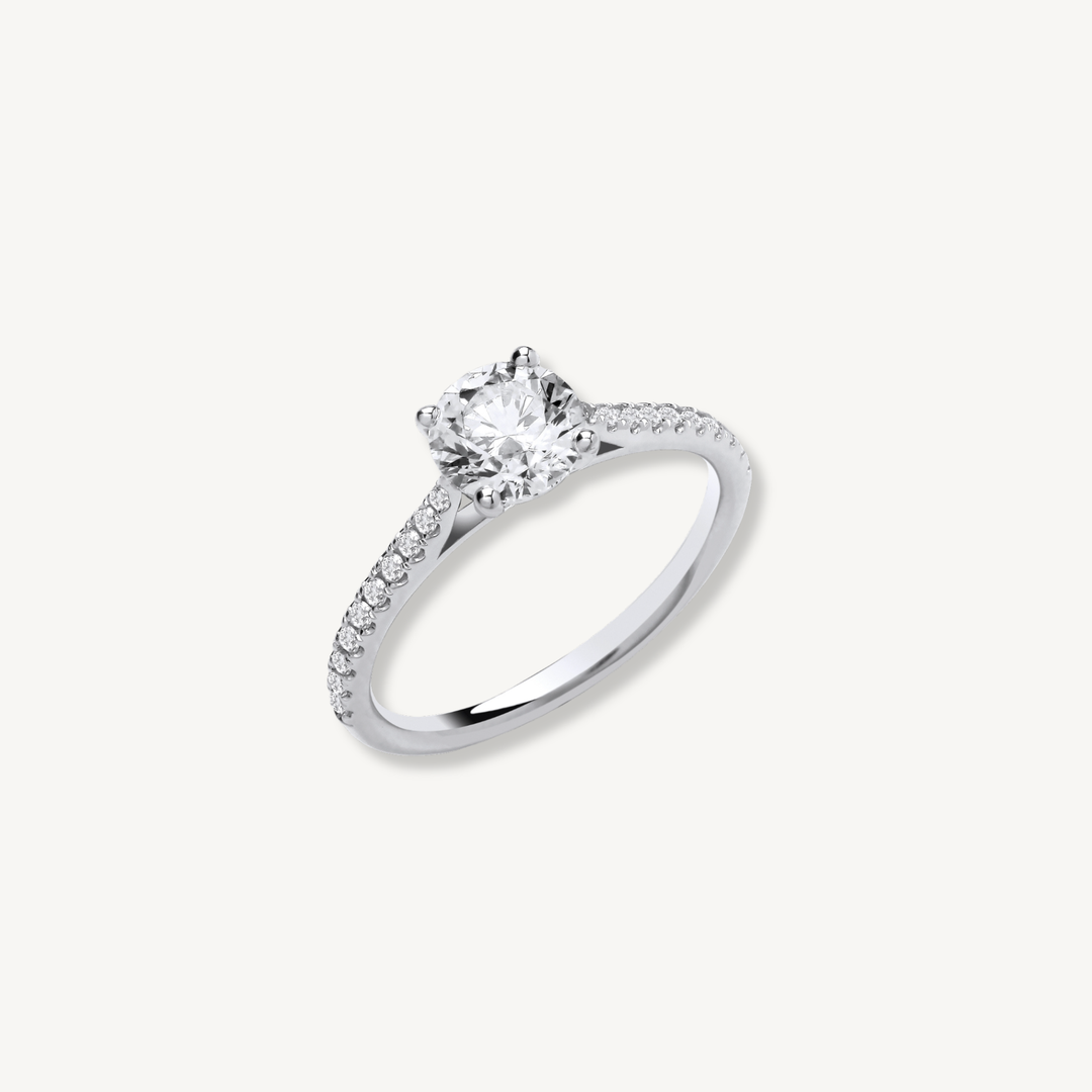 1.15ctw Lab Grown Diamond Engagement Ring | 18ct White Gold | Round Brilliant Cut | IGI Certified
