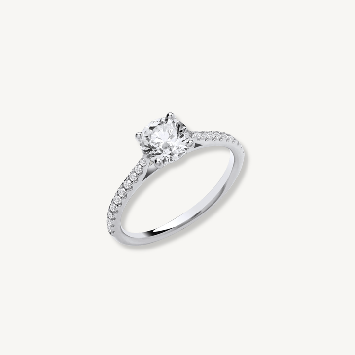 1.15ctw Lab Grown Diamond Engagement Ring | 18ct White Gold | Round Brilliant Cut | IGI Certified