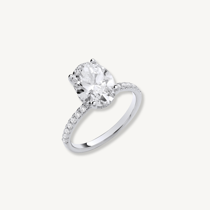3.28ctw Lab Grown Diamond Engagement Ring | 18ct White Gold | Oval Cut | IGI Certified