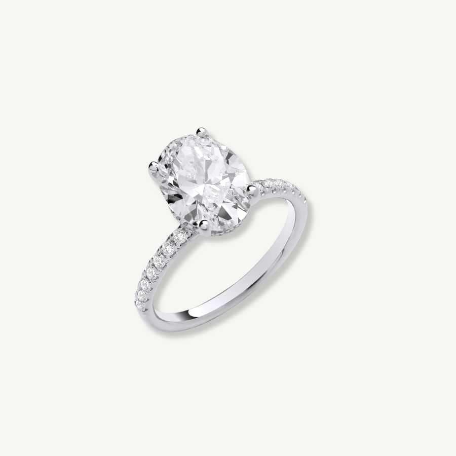 3.28ctw Lab Grown Diamond Engagement Ring | 18ct White Gold | Oval Cut | IGI Certified