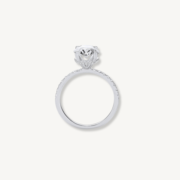 3.28ctw Lab Grown Diamond Engagement Ring | 18ct White Gold | Oval Cut | IGI Certified