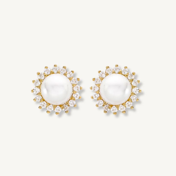 Pearl Cluster Stud Earrings – 9ct Yellow Gold
