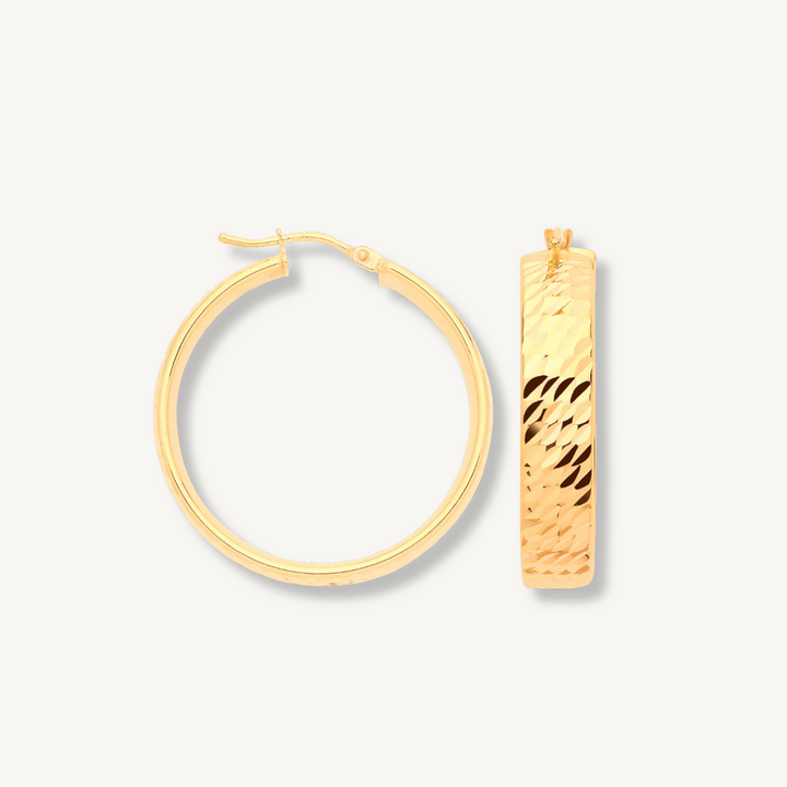 Wide Hoop Earrings – 9ct Yellow Gold