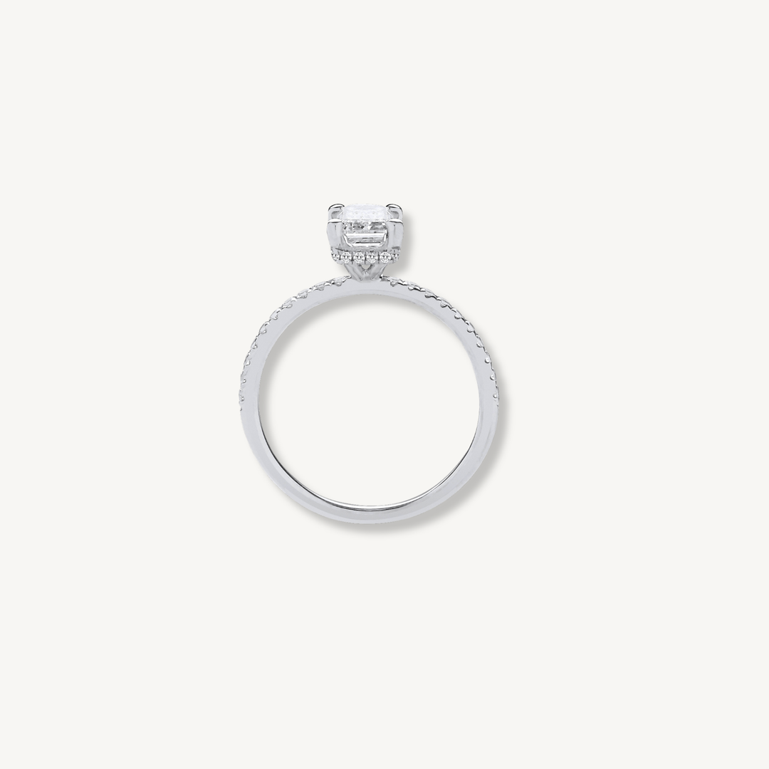 1.23ctw Lab Grown Diamond Engagement Ring | 18ct White Gold | Emerald Cut | IGI Certified