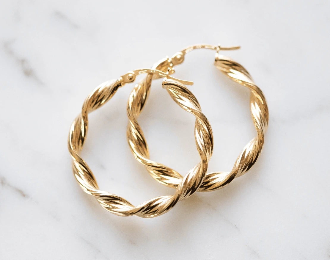 Gold Twisted Hoop Earrings by THERESHEIS.jewels