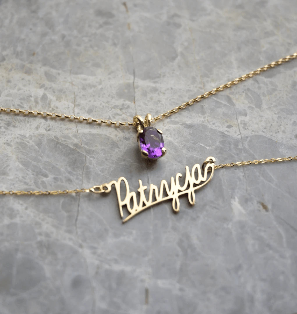 9ct Gold Amethyst Pendant Necklace by THERESHEIS.jewels