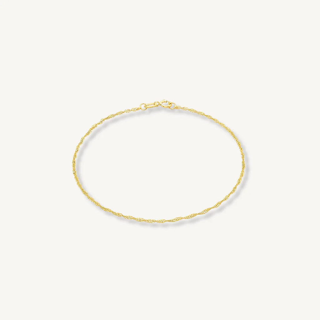Twist Curb Chain Anklet in 9ct Yellow Gold