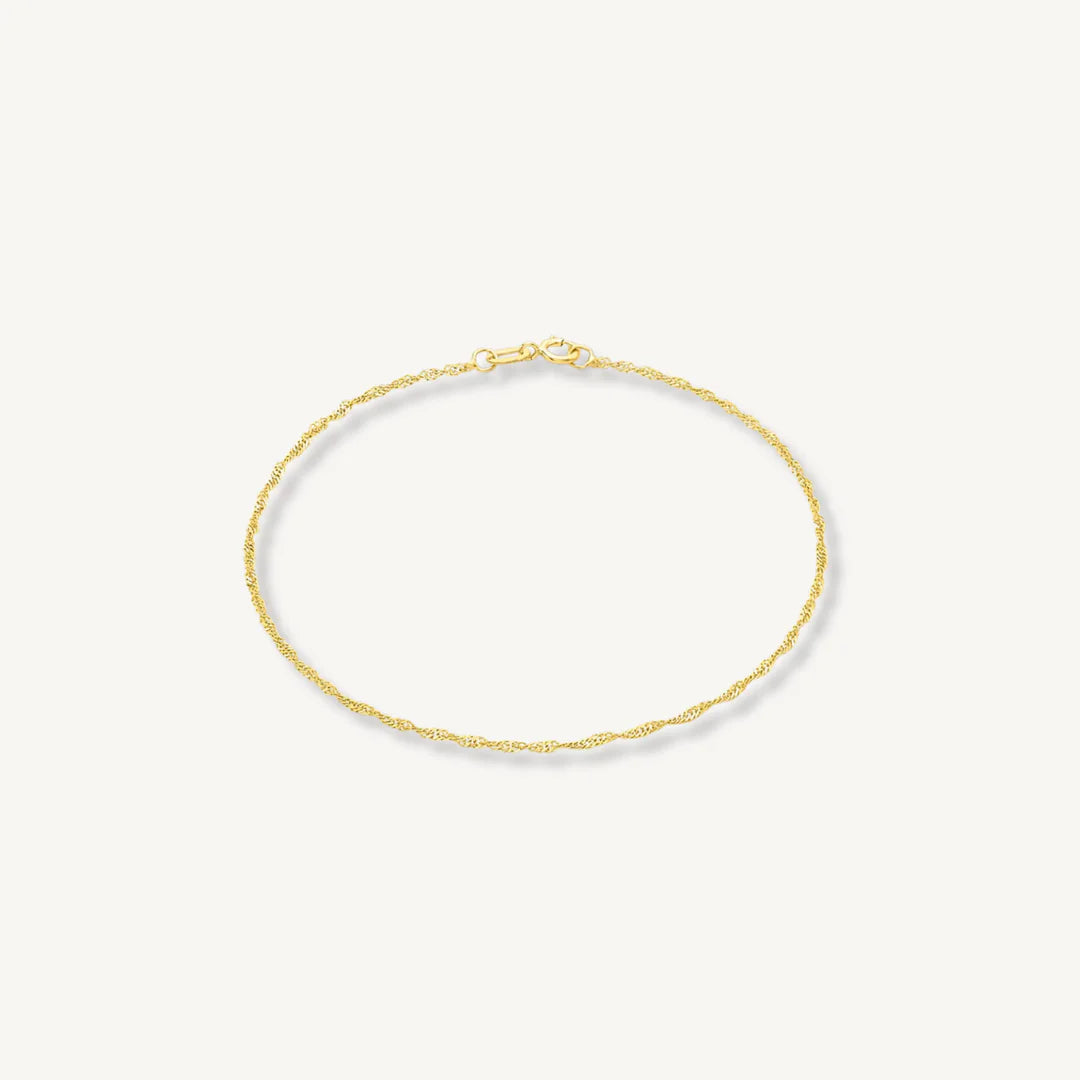 Twist Curb Chain Anklet in 9ct Yellow Gold